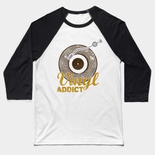 Vinyl Addict record turntable DJ Baseball T-Shirt